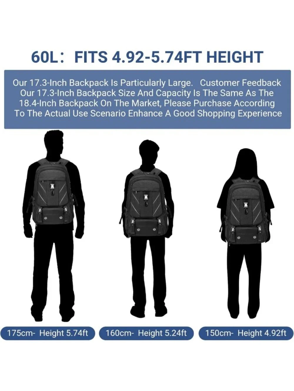 Water-Resistant Travel Laptop Backpack with Shoe Compartment & USB Port - 50L